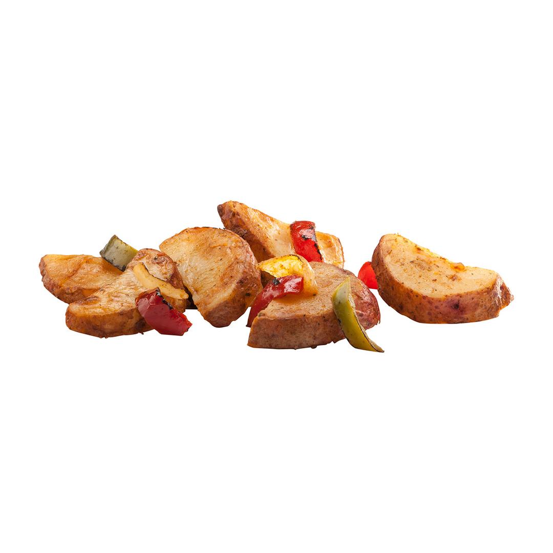 Combinación de papas de cáscara roja rostizadas y verduras